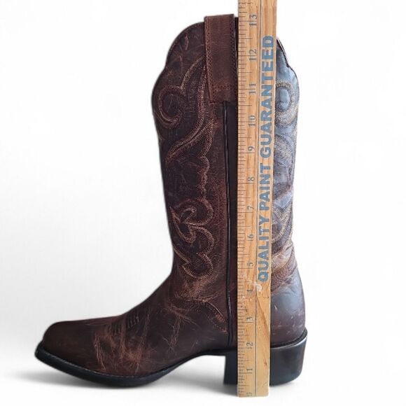 J.B. Dillon NWT Goat Leather Western Cowboy Rodeo Boots Sz 9B Distressed Brown - Picture 14 of 16